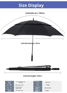 <span class=keywords><strong>Parapluie</strong></span> de golf à double auvent à ouverture automatique <span class=keywords><strong>avec</strong></span> ventilation, <span class=keywords><strong>sangle</strong></span> d'épaule, impression de logo, poignée en plastique, <span class=keywords><strong>parapluie</strong></span> droit promotionnel - Product Image 6