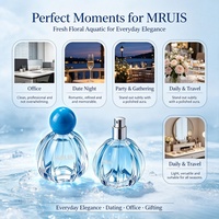 Parfum Aquatique Bleu de Luxe 50ml, Flacon en Verre Unique en Forme de Pétale, Parfum Océanique Frais Longue Durée, OEM ODM Marque Privée