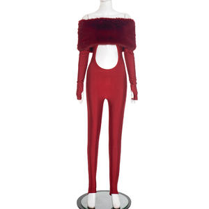 Viviblook ชุดจั๊มสูทแขนยาวเปิดไหล่สำหรับผู้หญิงฤดูใบไม้ร่วงฤดูหนาว Q25JP340 - Product Image 4