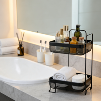 Étagère de rangement en métal à 2 niveaux, écologique, peu encombrante, avec fixation murale pour cuisine et salle de bain, capacité de 5 à 10 kg