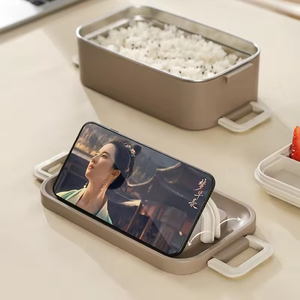 Boîte à lunch chauffante électrique portable rechargeable avec affichage numérique intelligent, en acier inoxydable 304, capacité de 1 litre, pour le bureau et l'extérieur - Product Image 3