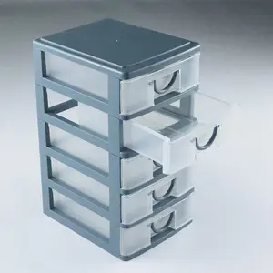 Plástico 5 niveles desmontable apilable Mini almacenamiento papelería Escritorio de oficina cosmético maquillaje gabinete cajón organizador caja divisoria