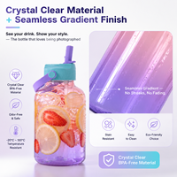 1000ml Tritan Gradient Straw Waterfles BPA-vrij Lekvrij Transparant Ecologisch Bohemian Style Sportfles Afneembaar