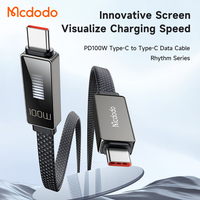 Câble de téléphone Mcdodo 498/497 USB C vers Type C PD 100W 5A avec LED E-mark, charge rapide rythmique, alliage de zinc, câble USB C