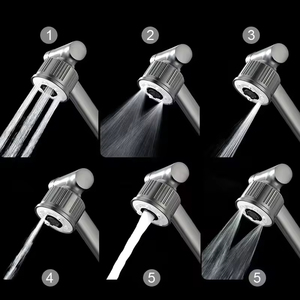 1080 °   Robinet de lavabo à bras mécanique pivotant avec affichage LED de la température, robinet de cuisine/salle de bain extractible à 3 modes (gris canon et blanc) - Product Image 5