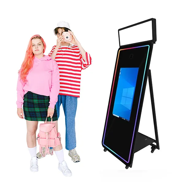 Mirror Rou Photo Booth Portable Selfie Wedding Pho Alquiler comercial El más nuevo Magic Mirror Photo Booth Led Frame Screen