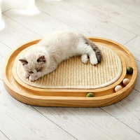 Griffoir pour chat en bois de style japonais en stock, durable avec boule ovale, jouet pour animaux de compagnie en bois massif
