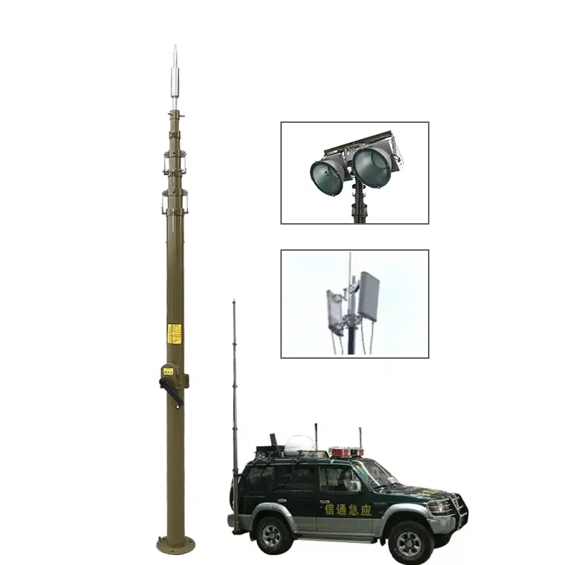 Cctv Sport Portable Crank Up 5.8m Telescopic Mast Pole For Camera And Light Tower Trailer