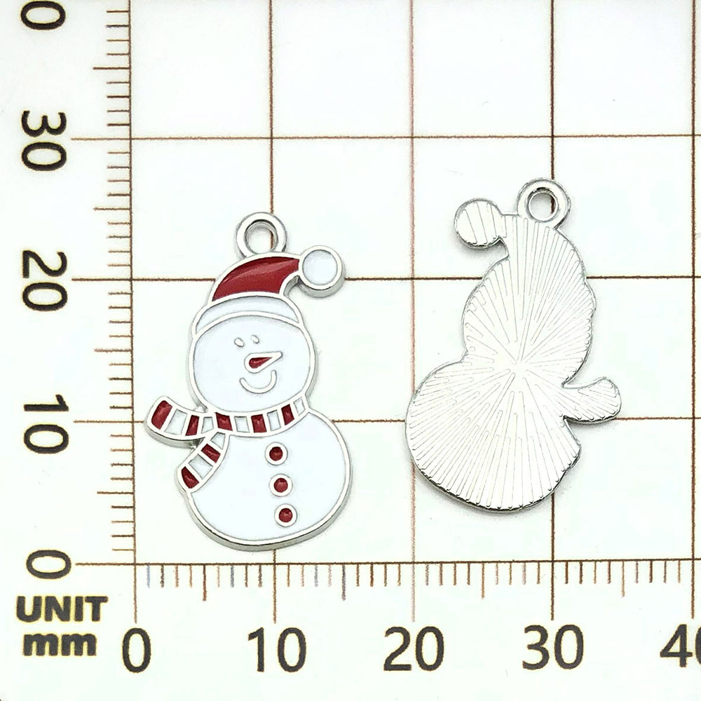 Un bonhomme de neige de Noël blanc dégoulinant d'huile - 1,4 g - 24*16 mm - 19645