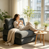 Canapé-lit pliable moderne et confortable, ensemble de chaises-lits convertibles en tissu imperméable avec rembourrage en éponge et housses de coussin
