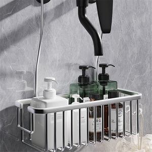 Estantes de Baño Modernos de Doble Nivel de Acero Inoxidable, Montaje en Pared sin Perforaciones, Almacenamiento para Inodoro y Ducha con Cestas Colgantes - Product Image 4