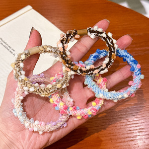 Lote de 5 Accesorios para el Cabello para Mujeres y Niñas, Lazos de Goma con Diseño de Arcoíris, Peluche, Felpa, Scrunchies, Color Rosa - Product Image 3