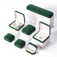 Boîte à bijoux de luxe en velours bleu avec boutons dorés, formes carrées, rectangulaires et ovales, pour double bague, boucles d'oreilles, pendentif, bracelet, boîte cadeau