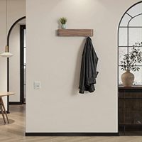 Porte-manteau mural en bois avec étagère, design moderne de 50 cm avec crochets muraux cachés, panneau en placage de bois massif