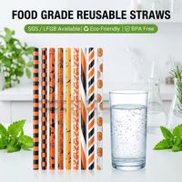 Collection Halloween : Pailles réutilisables imprimées en PP de qualité alimentaire, parfaites pour les fêtes