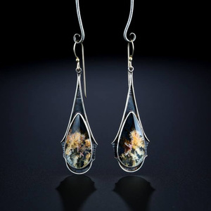 Orecchini a forma di fiore con texture colorata, gioielli retrò da donna, idee regalo - Product Image 3