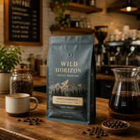 Sacs d'emballage pour café personnalisés de 250 g, 500 g, 1 kg, sachets à fond plat avec valve et fermeture éclair
