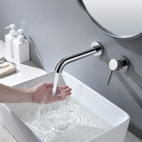 Robinet de lavabo moderne en laiton chromé gris canon noir 59-1, installation encastrée, monotrou