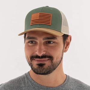 OEM personalizado de alta calidad de 6 paneles de bajo perfil de algodón de malla curvada gorra de camionero gorras de camionero con parche de cuero - Product Image 4