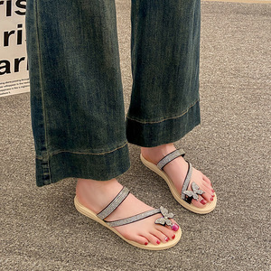 Pantofole da donna con <span class=keywords><strong>fiocco</strong></span> con diamanti scintillanti da donna con suola esterna antiscivolo di tendenza alla moda resistente all'usura per gli studenti che frequentano la spiaggia - Product Image 4