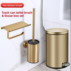 Juego de Bote de Basura de Acero Inoxidable con Pedal + Escobilla para Inodoro + <span class=keywords><strong>Portarrollos</strong></span> de Papel para Baño de Hotel, Aseo y Uso Doméstico - Product Image 3