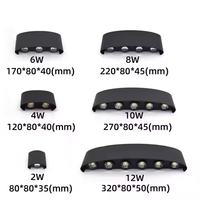 Applique murale étanche 6w aluminium led noir couloir de jardin extérieur ip65 applique murale d'extérieur