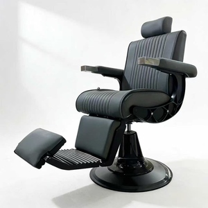 Fauteuil de Barbier Haut de Gamme Rétro pour Salon de Coiffure, Chaise Multifonctionnelle Pliable pour Rasage et Soins Capillaires - Product Image 1