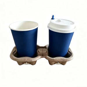 Support à 2 tasses en carton moulé pour café, avec languette de verrouillage, <span class=keywords><strong>biosourcé</strong></span> - Product Image 5
