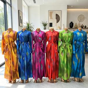 Robe longue plissée <span class=keywords><strong>Miyaki</strong></span> grande taille pour femme, élégante et décontractée, couleur unie, avec boutons, idéale pour les fêtes – Vente en gros Afrique - Product Image 1