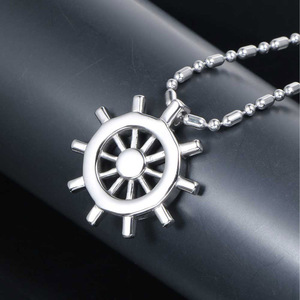 Collar con Colgante de Timón de Barco de Acero Inoxidable para Hombre, Estilo Naval, con Incrustaciones de Diamantes, Joyería de Regalo SP692 - Product Image 4