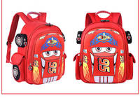 MM Sac d'école primaire pour les élèves de 1 à 6 ans Sac à dos étanche de grande capacité Cartoon Car Design Oxford Nylon Zipper for Boys