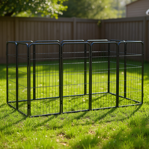 Recinto per cani a 12 pannelli in acciaio verniciato a polvere nero 19,7x39,4 pollici per l'intrattenimento canino - Product Image 2