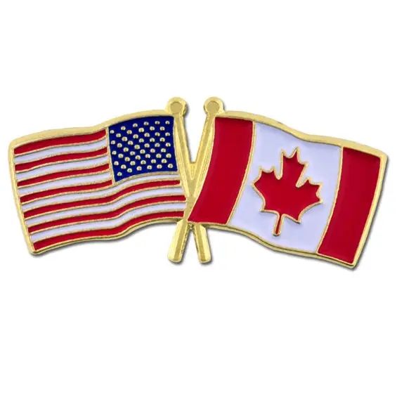 Custom Made USA and Canada Crossed Friendship Flag Pins