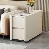 Table basse italienne légère de luxe en bois massif Rock Board Salon 30cm de large Ultra-étroit Moderne Simple Acier inoxydable