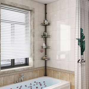 Modern Telescopic Metal <b>Corner</b> Shower Rack Four Tier Circular Height Adjustable Free <b>Stand</b> Extension Bathroom Shelf - Product Image 6