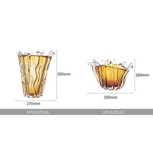 आधुनिक घर के सजावट के लिए सुरुचिपूर्ण सीग्रास प्रेरित हाथ से उले ग्लास वेस शादी के सेंटरपीस के लिए एकदम सही - Product Image 2
