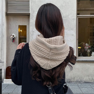 Cache-cou vintage en tricot torsadé avec cordon de serrage et bouton, bonnet et écharpe d'hiver combinés, <span class=keywords><strong>cagoule</strong></span> multi-usage en tricot torsadé - Product Image 2