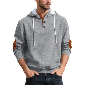 Sudadera con Capucha Minimalista para Hombre, Manga Larga, Diseño Jacquard con Botones al Frente, Informal, para Uso Diario, a la Moda - Product Image 6