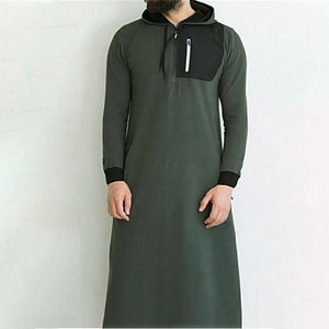Pakaian Pria Muslim Jubah Lengan Panjang Saudi Arab Thobe Jubba Pria <span class=keywords><strong>Pakistan</strong></span> Kaftan Abaya Sweatshirt Hoodie Islami - Product Image 2