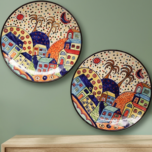 Handmade Ceramic Bohemian <b>Wall</b> <b>Plate</b> Round 400mm Decorative Art Dish for Home Interior Design - Product Image 6