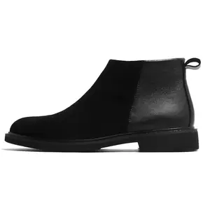 Sepatu bot kulit asli model retro Romawi, sepatu bot kulit asli, sepatu bot semata kaki chelsea, desain modis penambah tinggi, sepatu suede sapi untuk pria, retro 2024