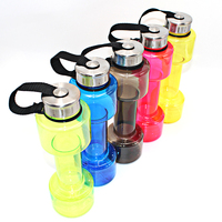 Bouteilles d'eau en forme d'haltères 710ML, fabricant OEM, shakers à protéines en forme d'haltères, bouteille d'eau sans BPA en forme d'haltères