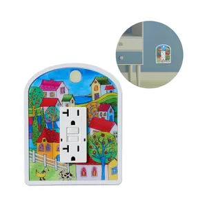 Premium Quality Decorator Wall Plate Children Town Outlet Cover 125 Volts Compatible All Devices