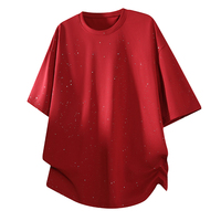 T-shirt décontracté à manches courtes et col rond pour homme, imprimé étoiles scintillantes, respirant, 100% polyester