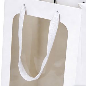 Bolsas de Papel Portátiles con Ventana de Plástico Ecológicas con Logotipo Impreso Personalizado, Asas para Bolsas de Regalo Promocionales, Bolsas Blancas Transparentes - Product Image 2