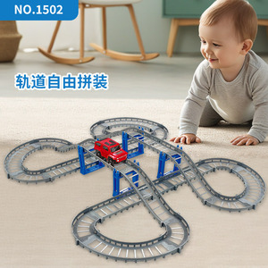 Coche de carreras eléctrico multifuncional personalizable de alta velocidad para niños, juguete de pista con 33 piezas. - Product Image 4