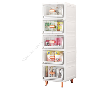 Meuble de rangement en plastique empilable multi-tailles et multi-niveaux pour la maison, stable et peu encombrant, idéal pour les collations et les vêtements - Product Image 1