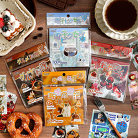 Livre d'autocollants vintage, autocollants rétro pour journal, fournitures de scrapbooking japonais, décalcomanies découpées Y2K Pixel Food Cat, vente en gros