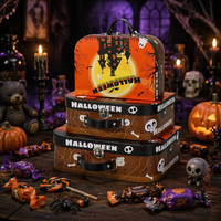 Lot de 3 boîtes cadeaux Halloween en papier, type valise, avec poignée et loquet, portables, écologiques, réutilisables, pour rangement et cadeaux personnalisés sur le thème effrayant