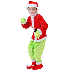 Monster Natal anak-anak baru, Grinch berbulu hijau, kostum pesta Natal bermain - Product Image 1